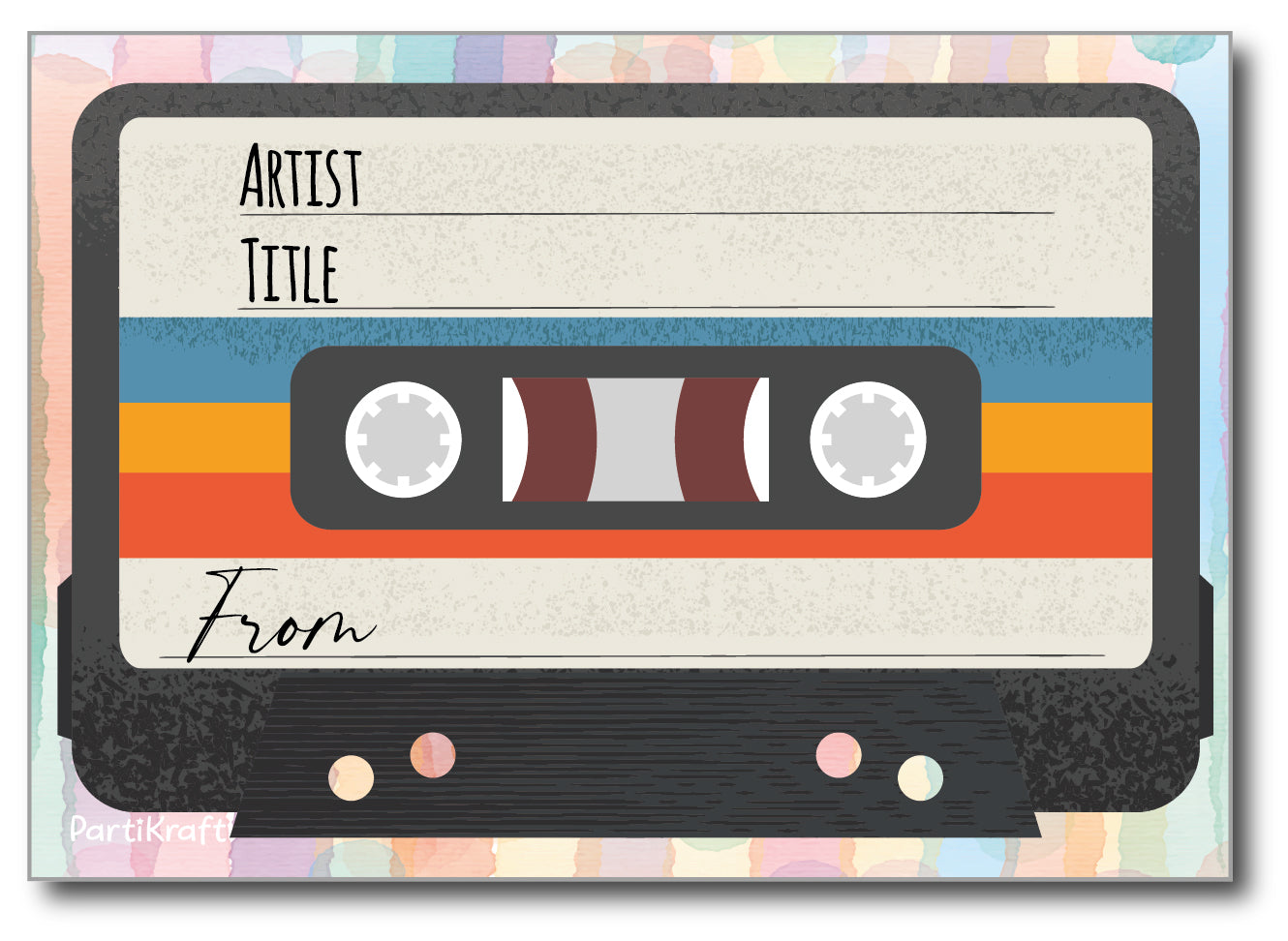 Shabby Chic Song Request Cards - Double Sided Retro Cassette Design