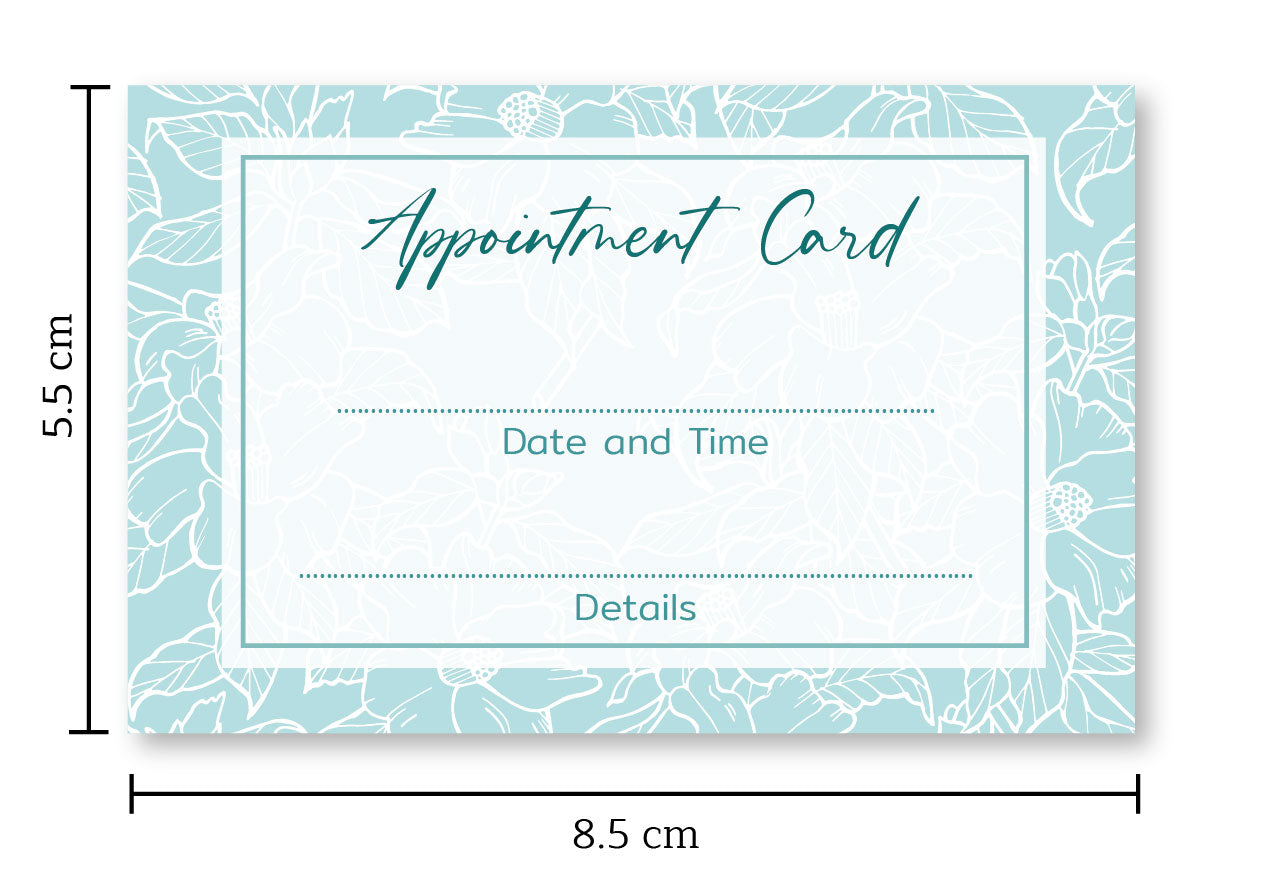 Appointment Cards - Floral Teal Design (85mm x 55mm)