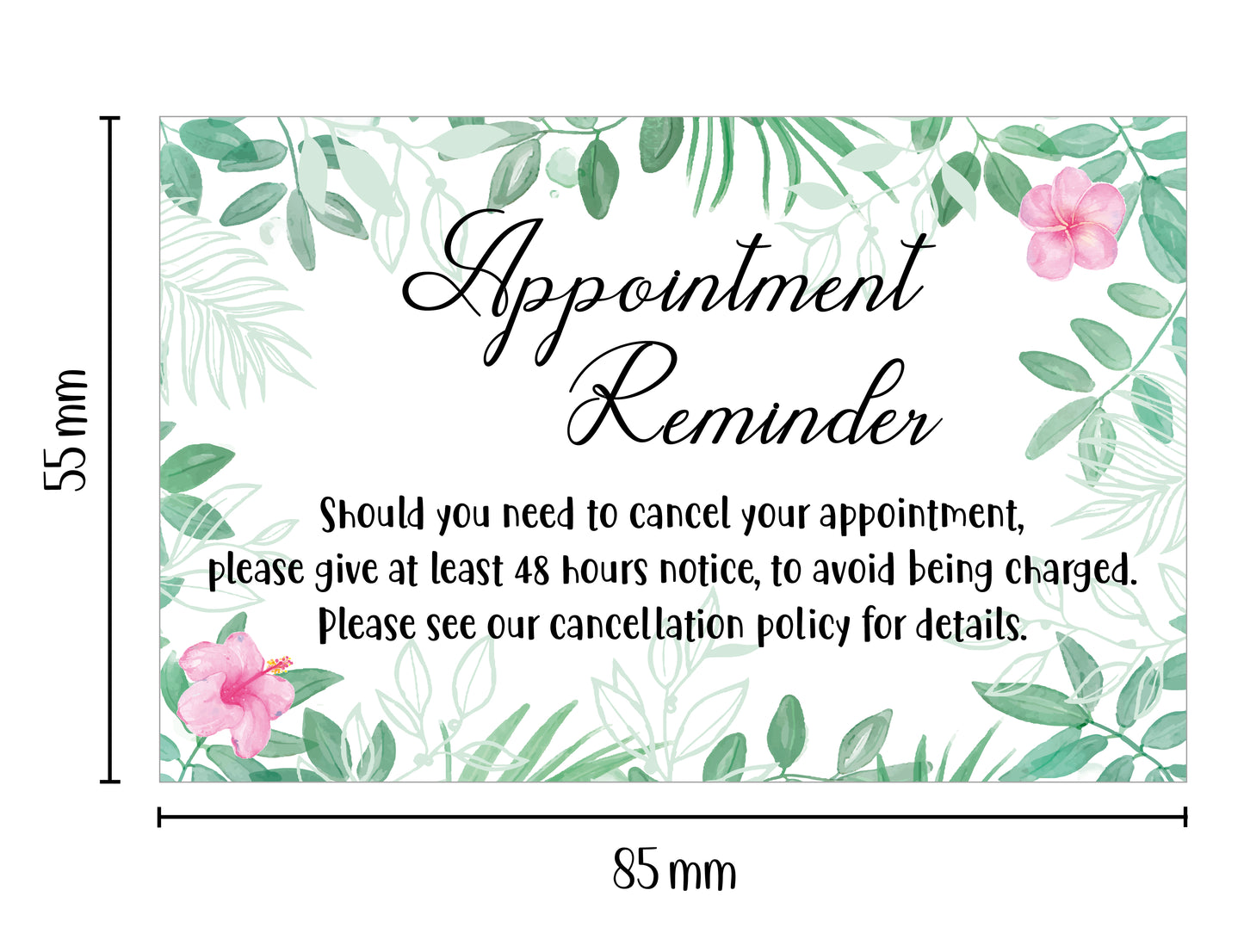 Appointment Cards - Floral & Foliage Design (85mm x 55mm)