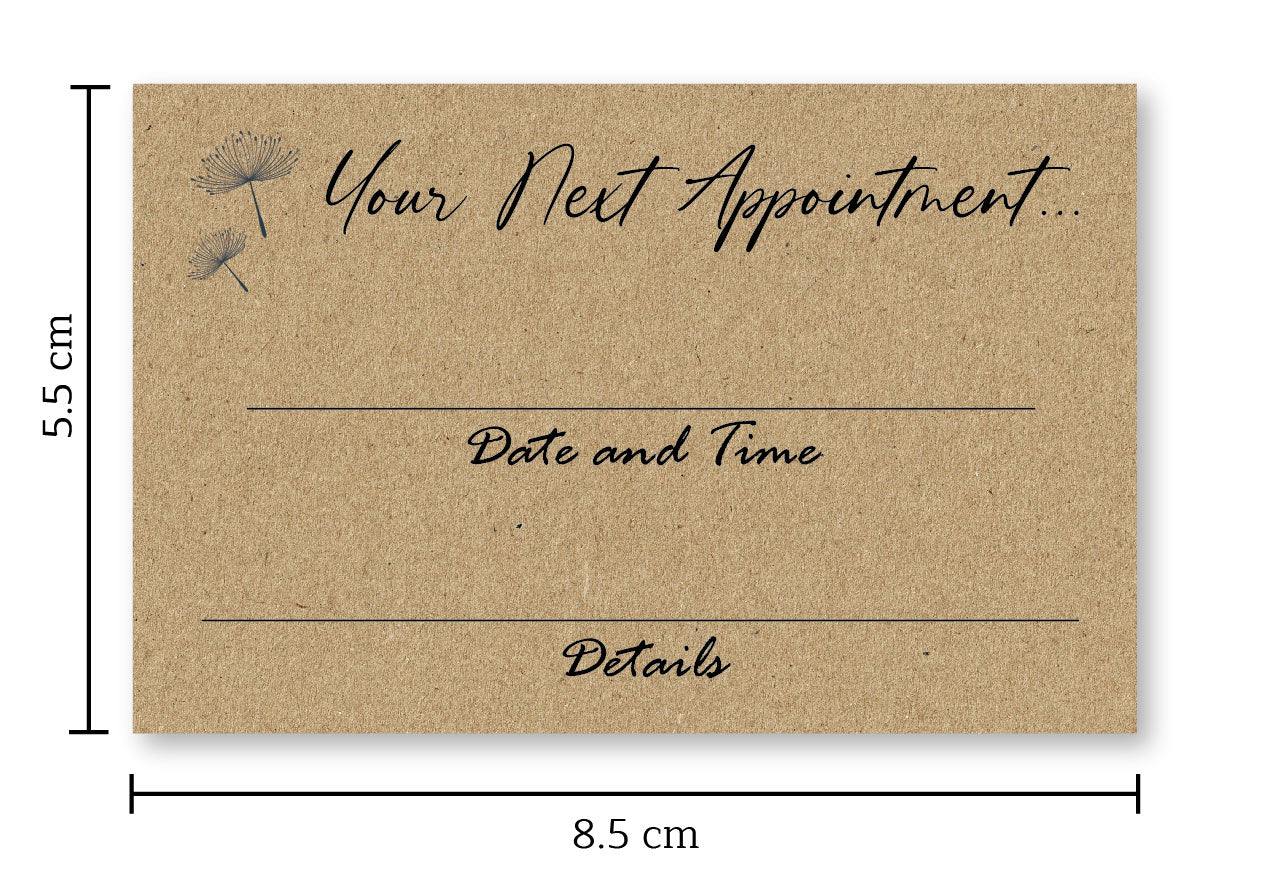 Appointment Cards - Kraft Dandelion Design (85mm x 55mm)