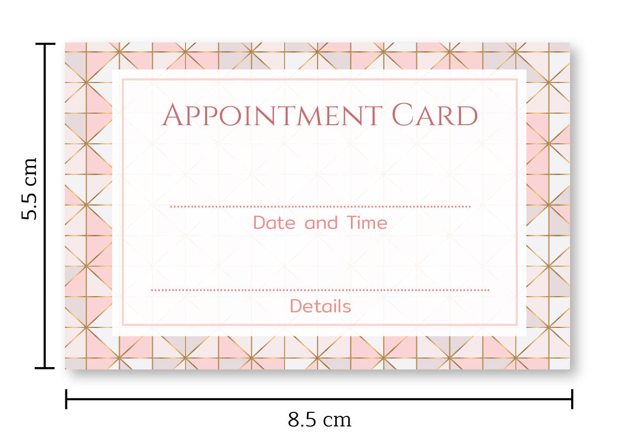 Appointment Cards - Geometric Rose Gold Design (85mm x 55mm)