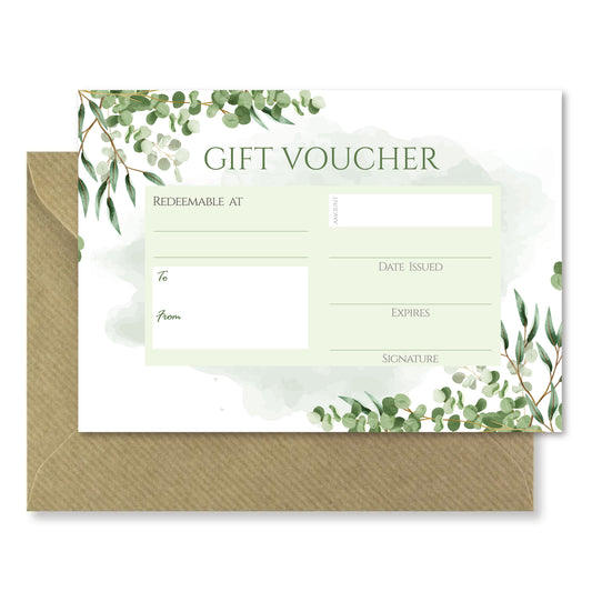 Blank Gift Vouchers & Envelopes - Double Sided Watercolour Botanical Design