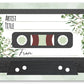 Sage Green Botanical Leaf Cassette Tape Song Request Cards