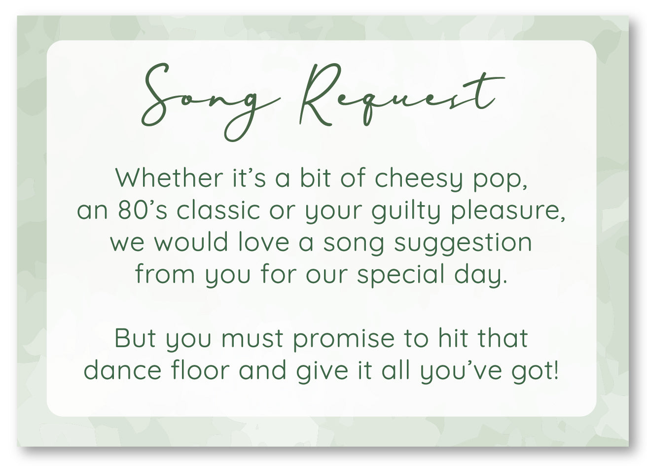 Sage Green Botanical Leaf Cassette Tape Song Request Cards