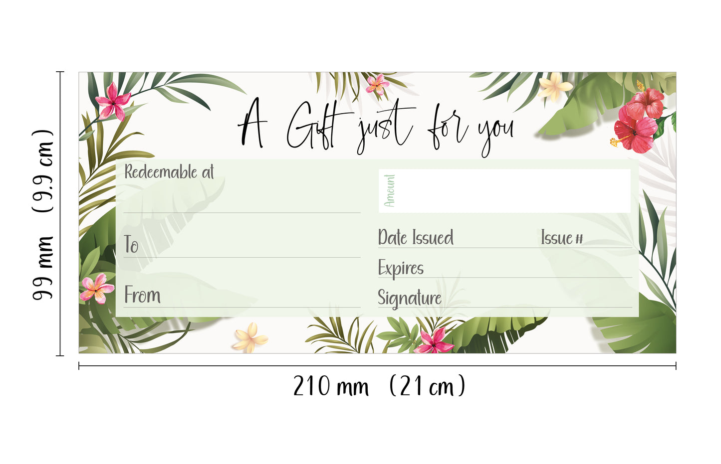 Blank DL Gift Vouchers & Envelopes - Double Sided Tropical Design