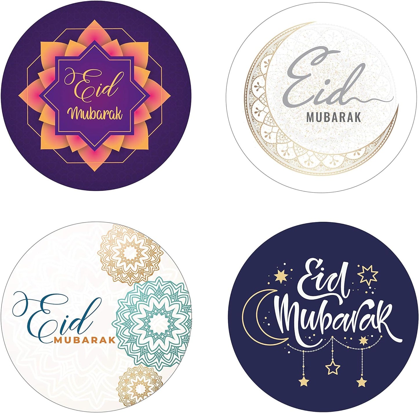 40mm Eid Mubarak Mixed Design Stickers