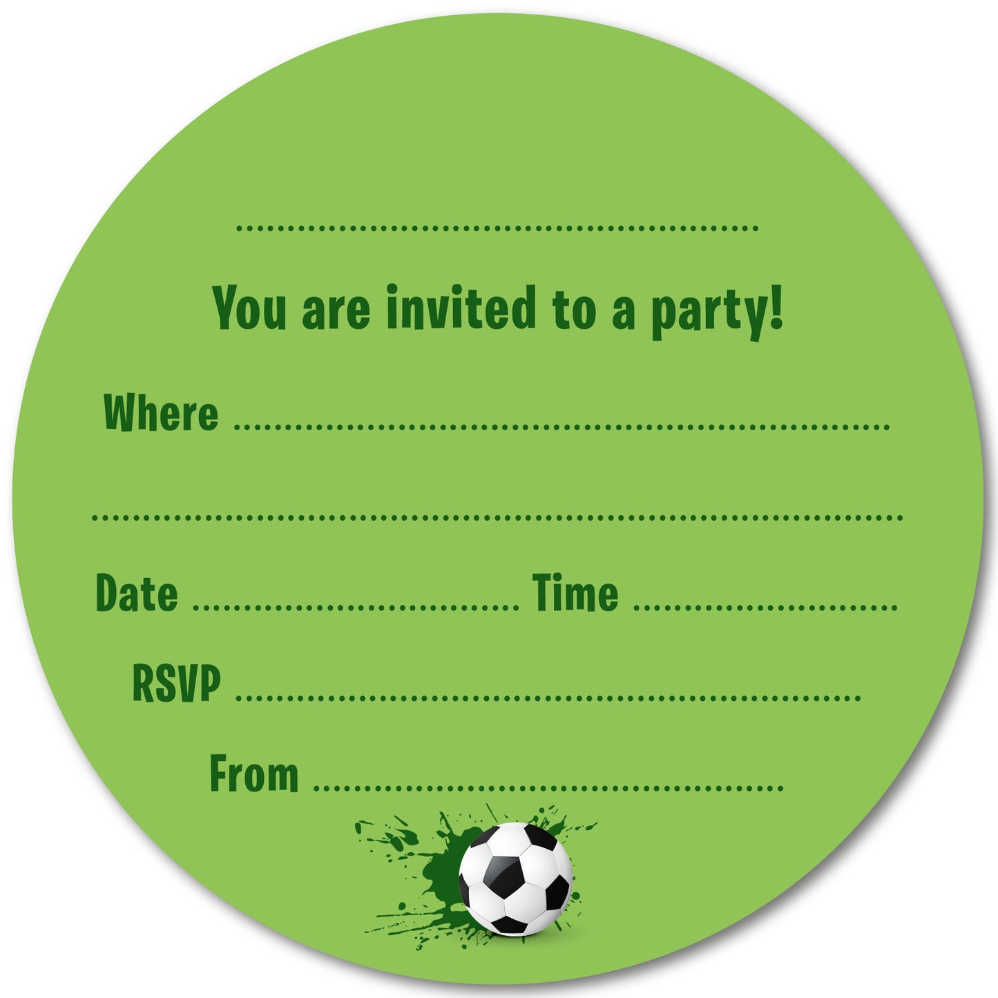 Round Football Birthday Party Invitations