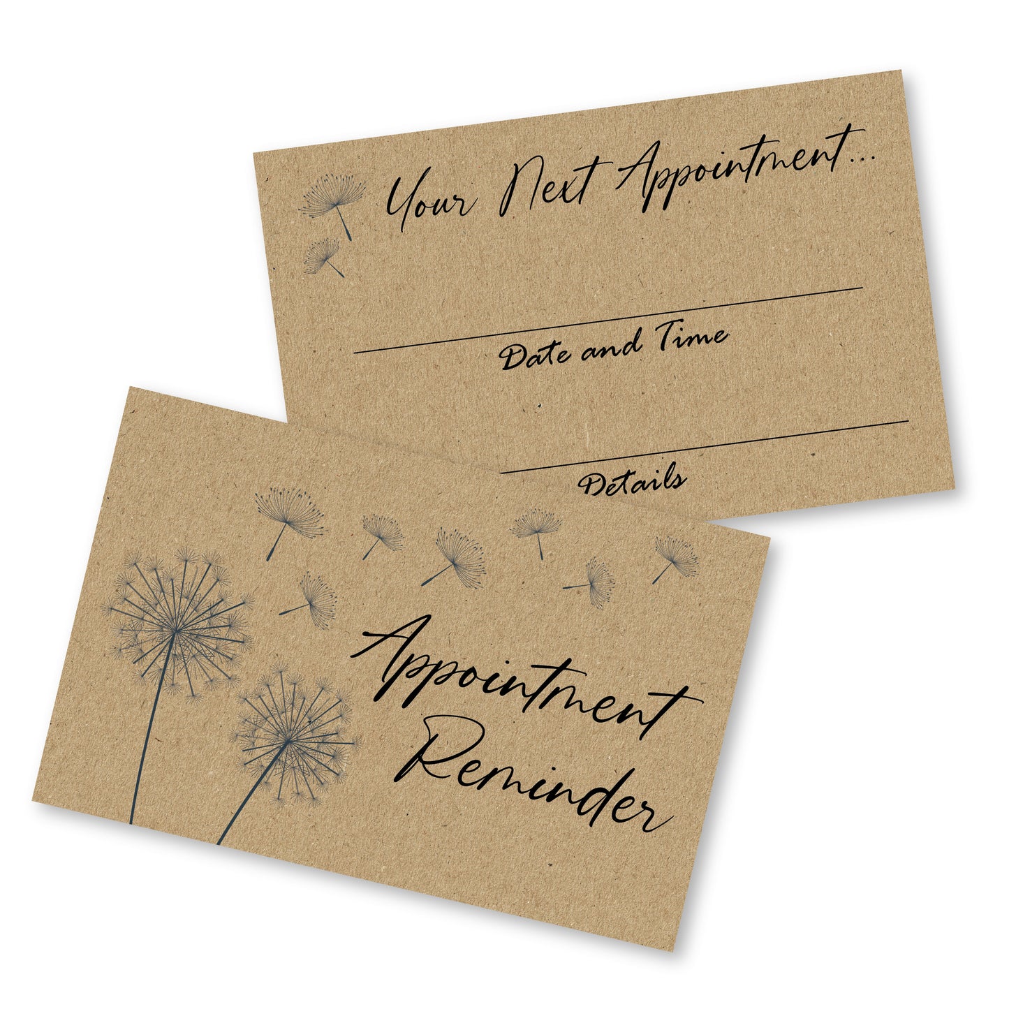 Appointment Cards - Kraft Dandelion Design (85mm x 55mm)