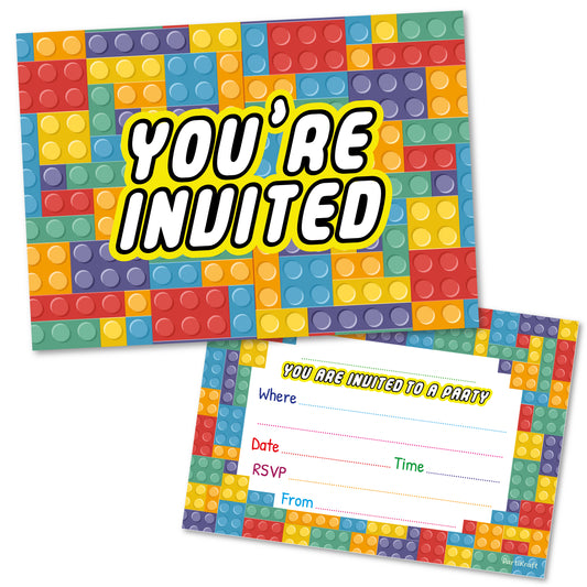 Building Block Birthday Party Invitations