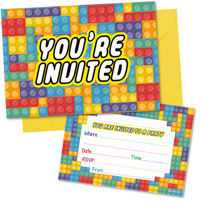 Building Block Birthday Party Invitations