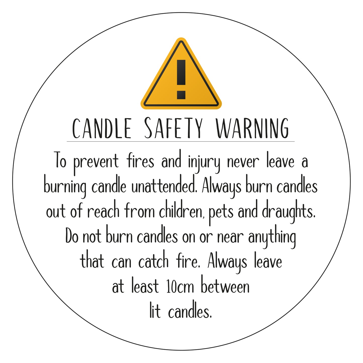 35mm Round White Candle Safety Warning Stickers/Labels