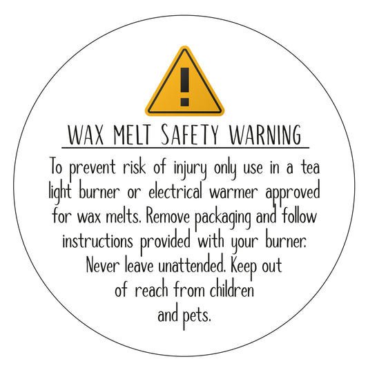 35mm Round White Wax Melt Safety Warning Stickers/Labels