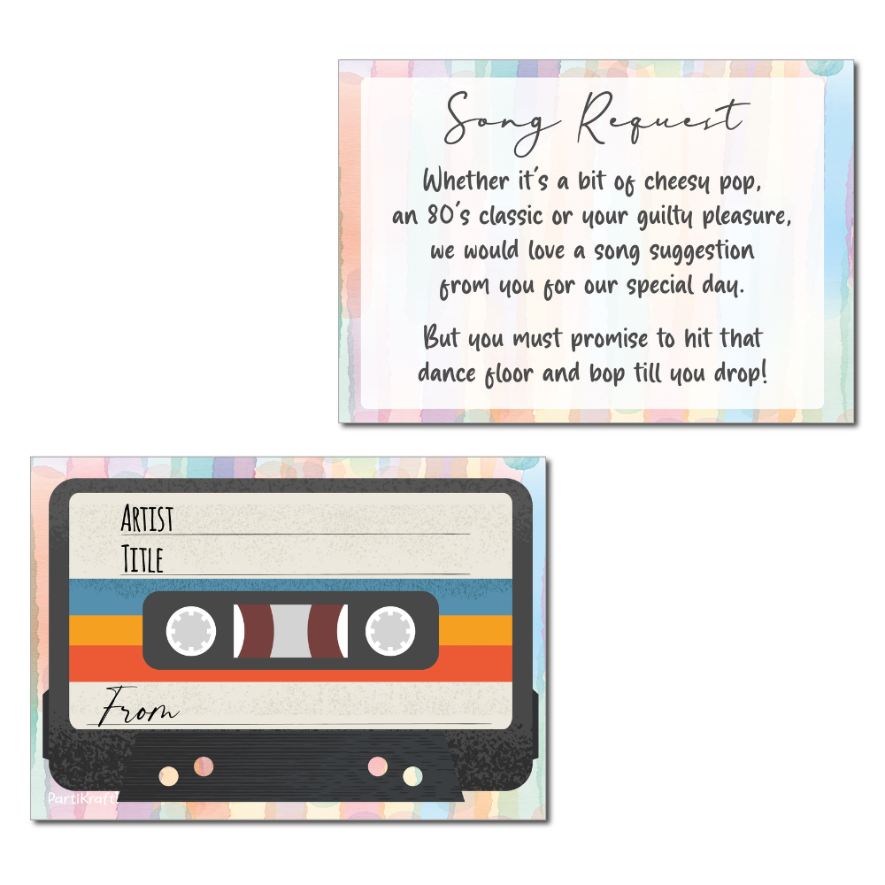 Shabby Chic Song Request Cards - Double Sided Retro Cassette Design