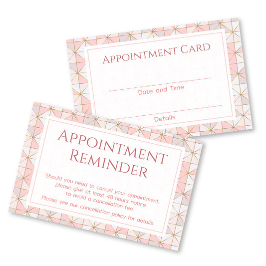 Appointment Cards - Geometric Rose Gold Design (85mm x 55mm)