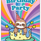 Sloth Rainbow Birthday Cake Party Invitations