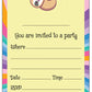 Sloth Rainbow Birthday Cake Party Invitations