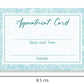 Appointment Cards - Floral Teal Design (85mm x 55mm)