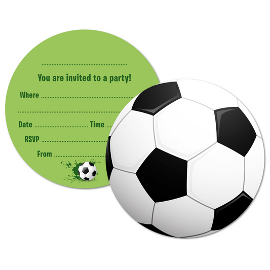 Round Football Birthday Party Invitations