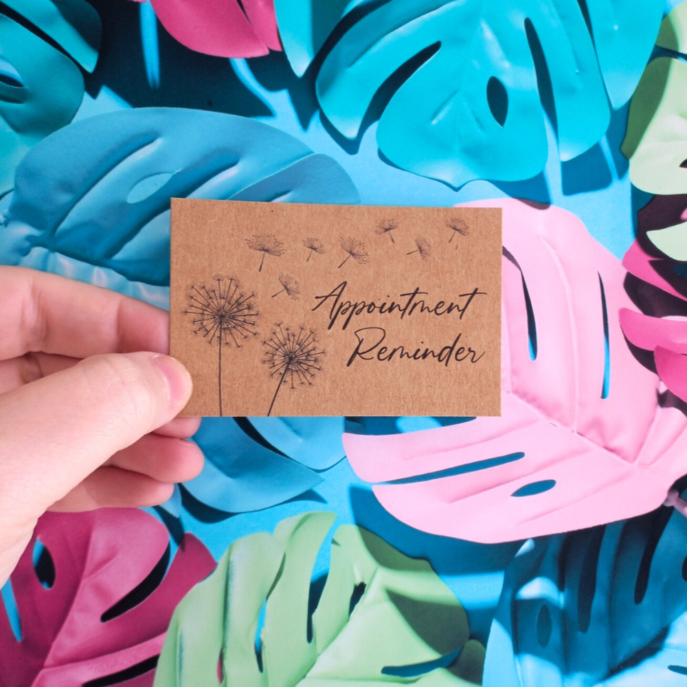 Appointment Cards - Kraft Dandelion Design (85mm x 55mm)