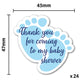 24 x Blue Boy Footprint Shaped Stickers - Thank You for Coming to My Baby Shower