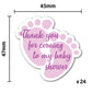 24 x Pink Girl Footprint Shaped Stickers - Thank You for Coming to My Baby Shower