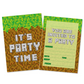 A6 sized double side mine craft style party invitations. Optiobal dark green envelopes.