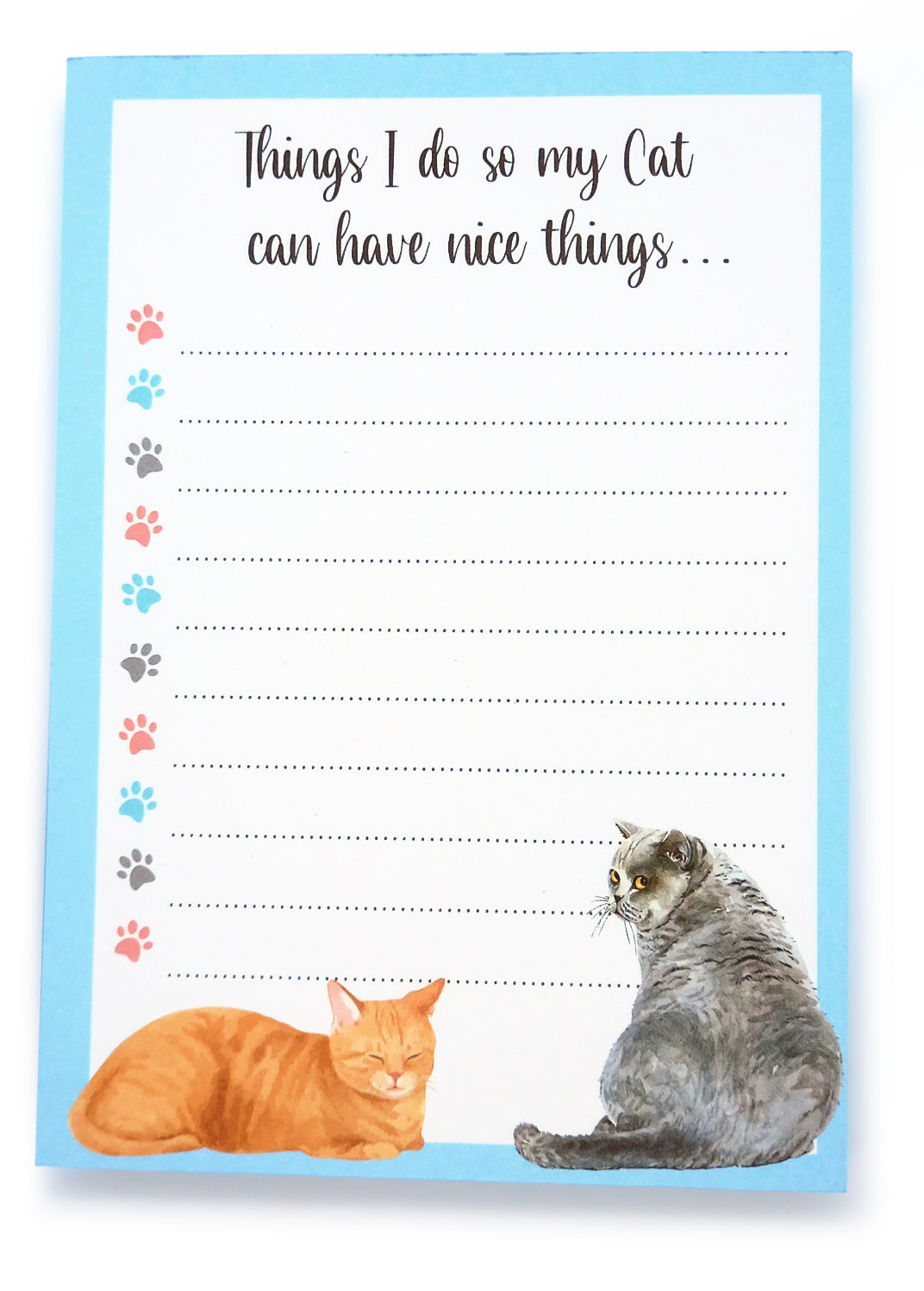 Cat To Do List Notepad and Pen Gift Set - 'Cat Hair - Don't Care' Black Ink Pen